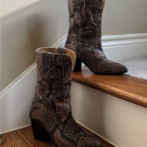 Matisse Leather Snakeskin Print Boots